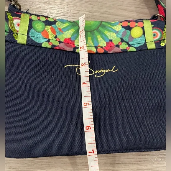 DESIGUAL Small Navy Multicoloured Designer Shoulder Bag with Mandala Print. - Picture 11 of 13